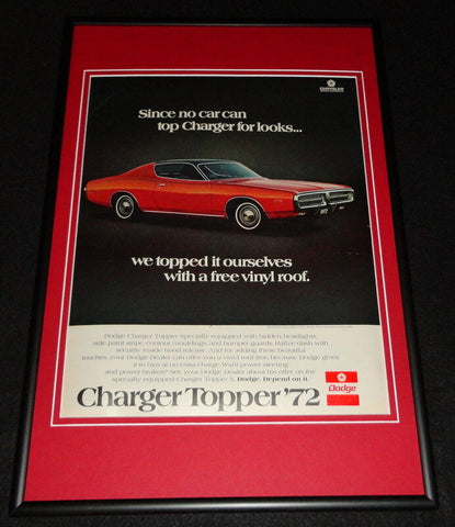 1972 Dodge Charger Topper Framed 12x18 ORIGINAL Advertisement 