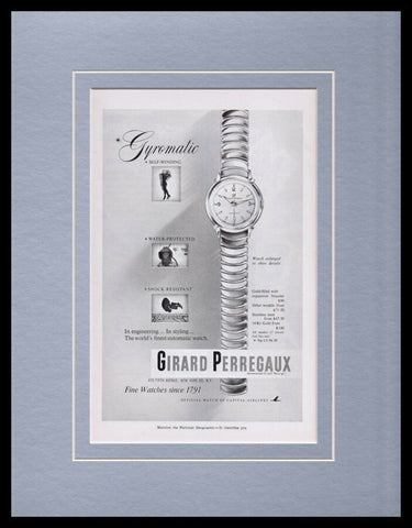 1953 Girard Perregaux Watches Framed 11x14 ORIGINAL Vintage Advertisement 