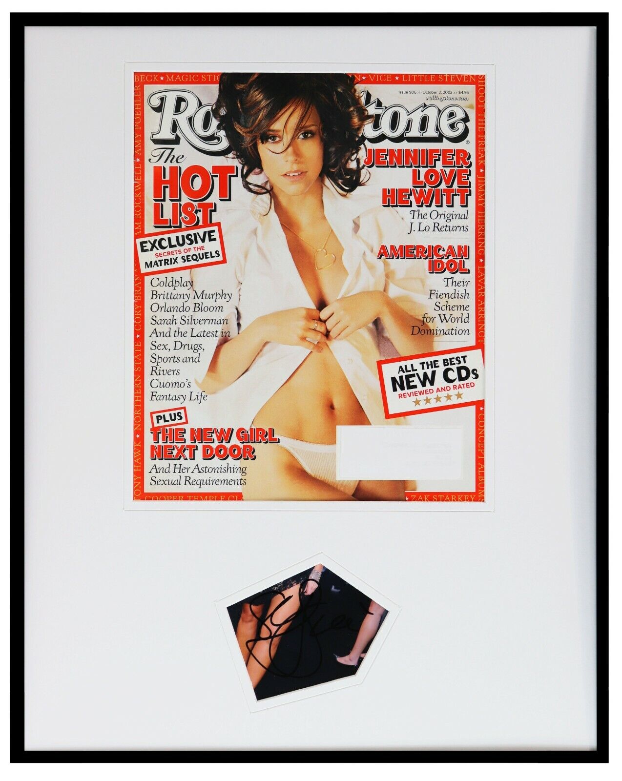 Jennifer Love Hewitt Signed Framed 16x20 Rolling Stone 2002 Cover Display