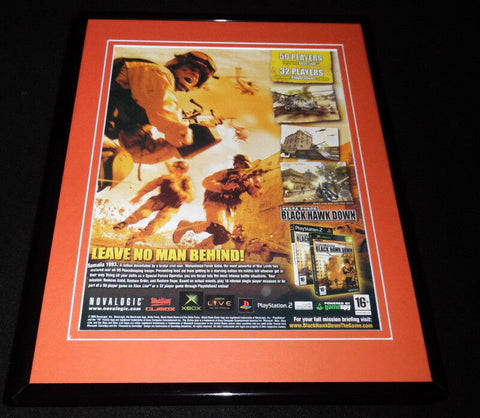 Black Hawk Down 2005 Xbox PS2 Framed 11x14 ORIGINAL Advertisement