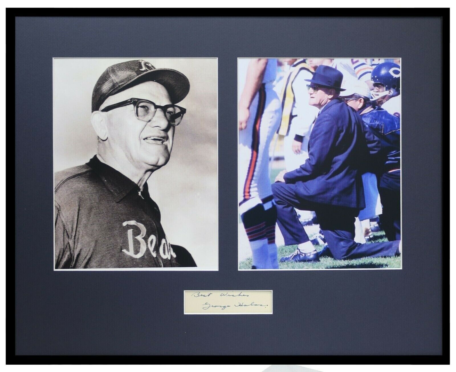 Coach George Halas Signed Framed 16x20 Photo Display Bears