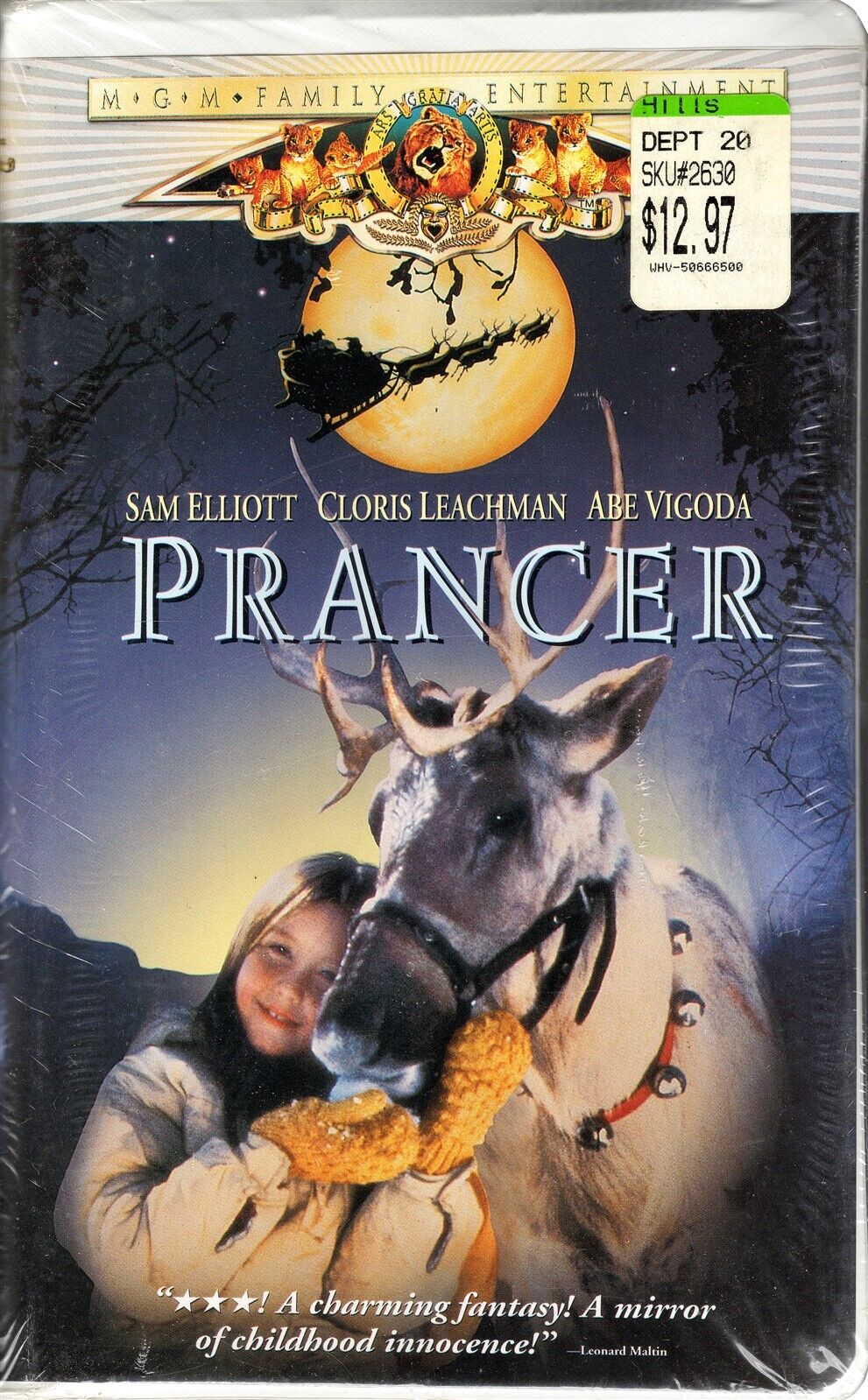 Prancer VINTAGE SEALED VHS Cassette Clamshell Edition Sam Elliott Abe Vigoda