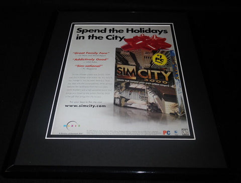 1999 Sim City 3000 Framed 11x14 ORIGINAL Vintage Advertisement