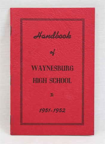 VINTAGE 1951 Waynesburg PA High School HS Handbook