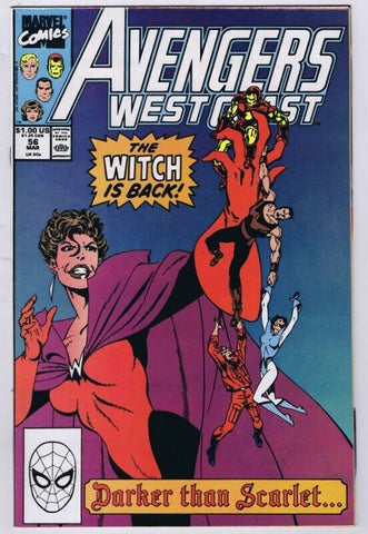 West Coast Avengers 56 ORIGINAL Vintage 1990 Marvel 1st Dark Scarlet Witch Cover