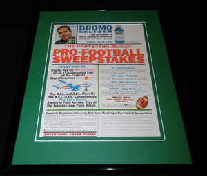 Bart Starr 11x14 Facsimile Signed Framed 1967 Bromo Seltzer Advertising Display 