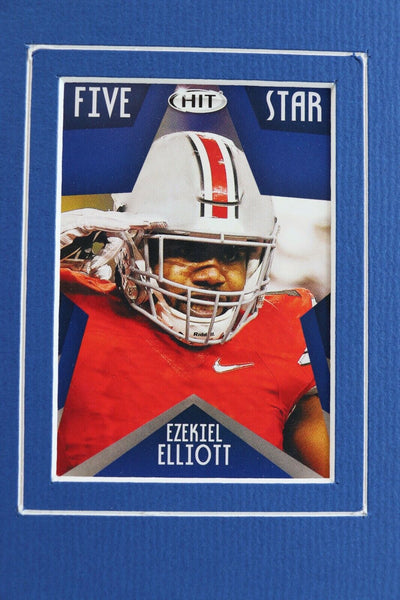 Ezekiel Elliott Signed Framed 11x17 Photo & Sage Rookie Card Display Cowboys OSU