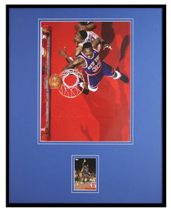 Patrick Ewing 16x20 Framed Topps Archives Rookie Card + Photo Display Knicks