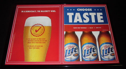 2004 Miller Lite Beer Choose Taste 12x18 Framed ORIGINAL Advertising Display