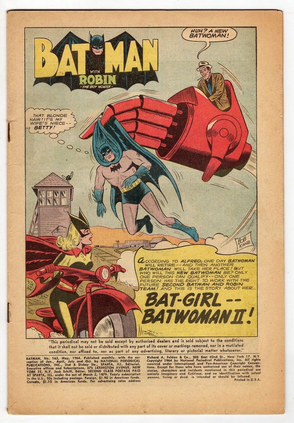 Batman #163 VINTAGE 1964 DC Comics / Coverless Bat-Girl Batwoman