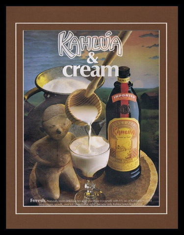 1988 Kahlua & Ice Cream Framed 11x14 ORIGINAL Vintage Advertisement 