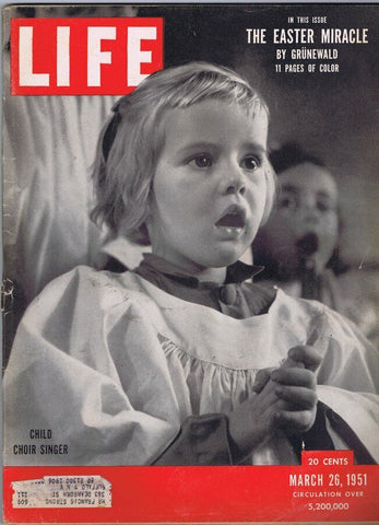 ORIGINAL Vintage March 26 1951 Life Magazine Child Choir Singer