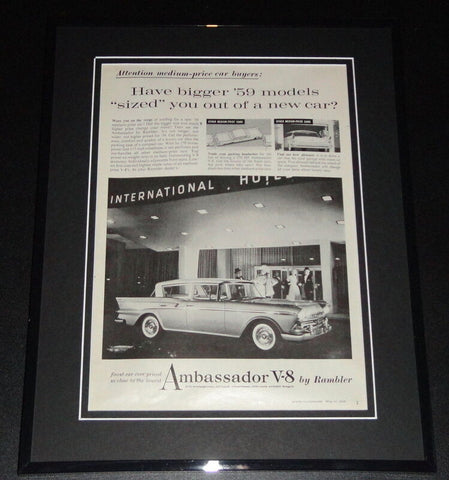 1959 Rambler Ambassador V-8 11x14 Framed ORIGINAL Vintage Advertisement Poster E