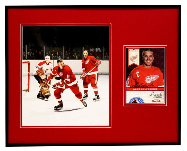 Alex Delvecchio Signed Framed 16x20 Photo Display Red Wings