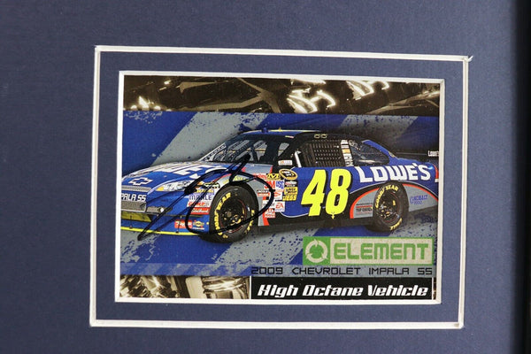 Jimmie Johnson Signed Framed 16x20 Photo Poster Display Holding Trophy