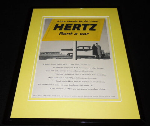 1954 Hertz Rent a Car 11x14 Framed ORIGINAL Vintage Advertisement