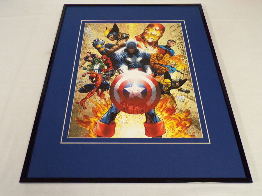 Marvel Universe Framed 16x20  Poster Display Captain America Wolverine Spiderman