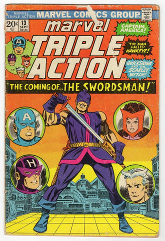 Marvel Triple Action #13 VINTAGE 1973 Reprints Avengers 19 1st Swordsman