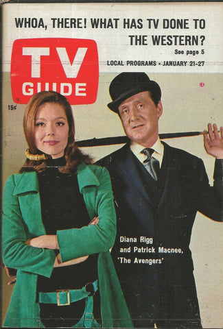 ORIGINAL Vintage January 21, 1967 TV Guide Avengers Diana Rigg Patrick Macnee