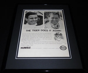 1966 Humble Oil Enco 11x14 Framed ORIGINAL Advertisement Jim Clark Jack Brabham