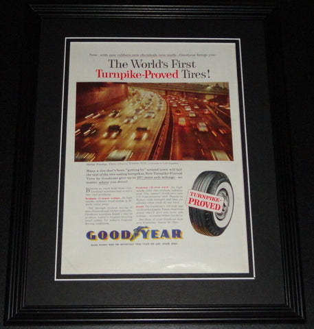 1959 Goodyear Tires Turnpike Proved Framed ORIGINAL Vintage Advertisement B