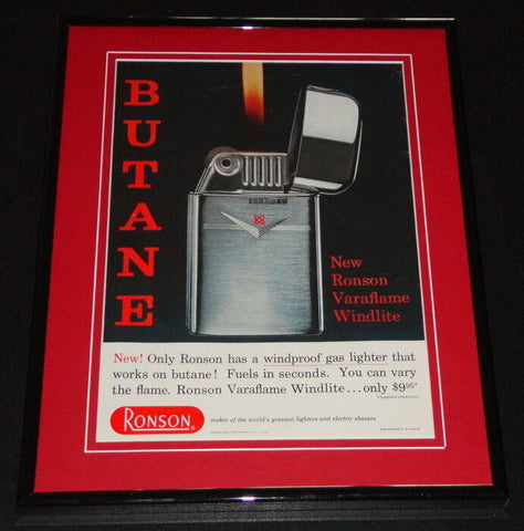 1959 Ronson Butane Windlite 11x14 Framed ORIGINAL Vintage Advertisement