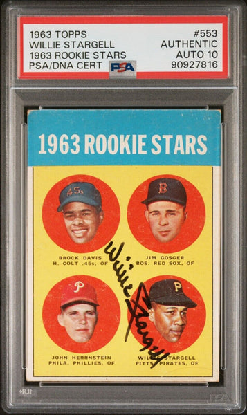 1963 Topps Willie Stargell Autograph Rookie RC #553 PSA/DNA 10 Pirates