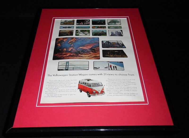 1966 VW Volkswagen Station Wagon 21 Views 11x14 Framed ORIGINAL Advertisement