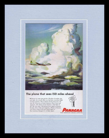 1955 Panagra Airlines Pan Am Framed 11x14 ORIGINAL Vintage Advertisement 