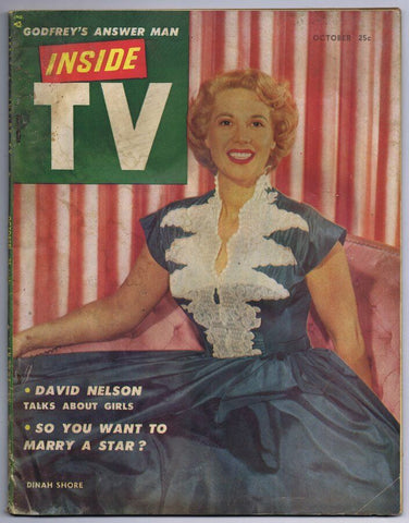 ORIGINAL Vintage October 1953 Inside TV Magazine Dinah Shore David Nelson