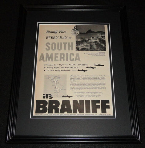 1951 Braniff Airways Framed 11x14 ORIGINAL Vintage Advertisement