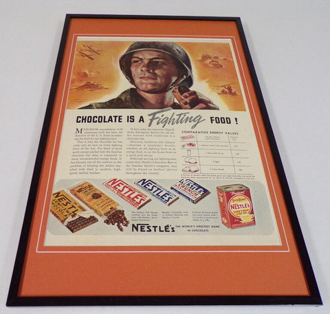 1942 Nestle's Cocoa / Crunch Framed 11x17 ORIGINAL Vintage Advertising Poster