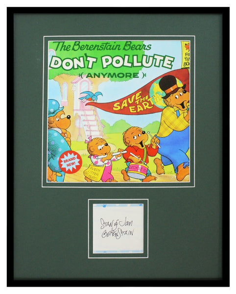 Stan & Jan Berenstain Bears Dual Signed Framed 11x14 Photo Display Don't Pollute