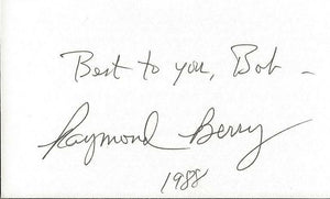 Raymond Berry 1988 Signed 3x5 Index Card Colts