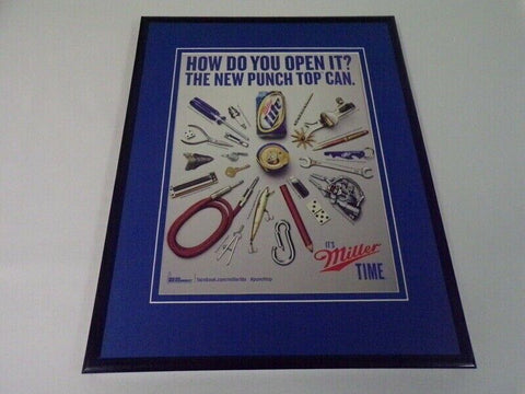 2012 Miller Lite Beer Punch Top Can 11x14 Framed ORIGINAL Advertisement  