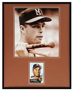 Eddie Mathews 16x20 Framed 1953 Topps Reprint Card & Photo Display Braves