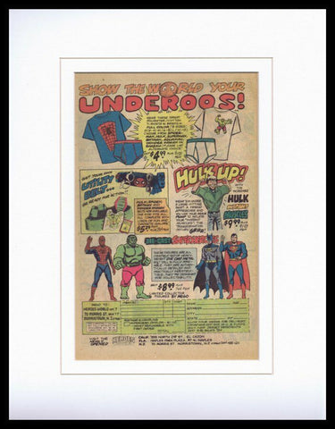 1979 Spider-Man Hulk Underoos Framed 11x14 ORIGINAL Vintage Advertisement 