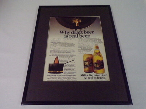 1987 Miller Genuine Draft Beer MGD 11x14 Framed ORIGINAL Advertisement