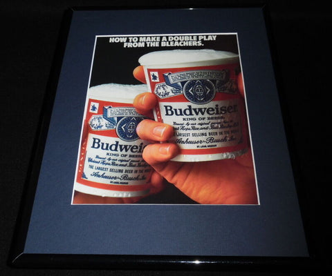 1984 Budweiser Beer / Baseball Framed 11x14 ORIGINAL Vintage Advertisement