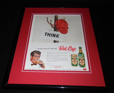 1956 Carling Red Cap Ale 11x14 Framed ORIGINAL Vintage Advertisement 