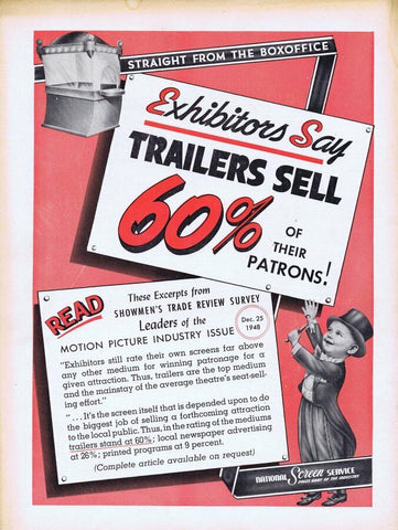 1949 National Screen Service ORIGINAL Vintage 9x12 Industry Ad   