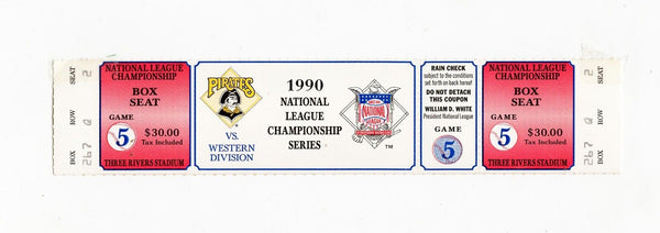 VINTAGE 1990 NLCS Game 5 Cincinnati Reds Pittsburgh Pirates Ticket Doug Drabek W