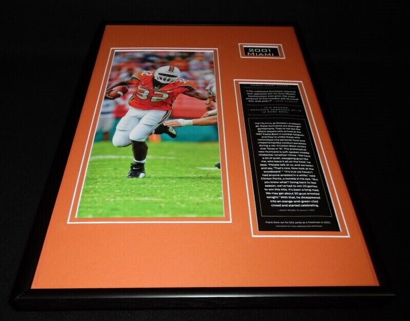 2001 Miami Hurricanes Football Team Framed 12x18 Photo Display Frank Gore