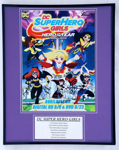 DC Superhero Girls Cast Signed Framed 16x20 Poster Display 2017 SDCC