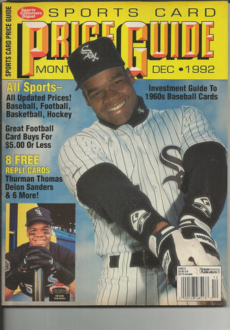 ORIGINAL Vintage Dec 1992 Sports Card Price Guide Magazine w/Deion Sanders Card