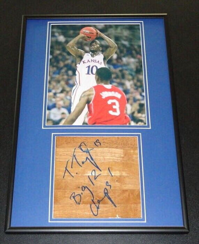 Tyshawn Taylor Signed Framed 12x18 Floorboard & Photo Display Kansas Champs Insc