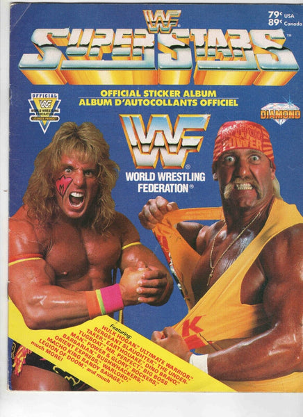 VINTAGE 1991 WWF Superstars Sticker Book w/ 100/150 Stickers 67% Complete