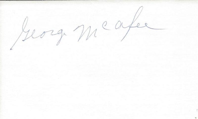 George McAfee Signed 3x5 Index Card Chicago Bears Duke