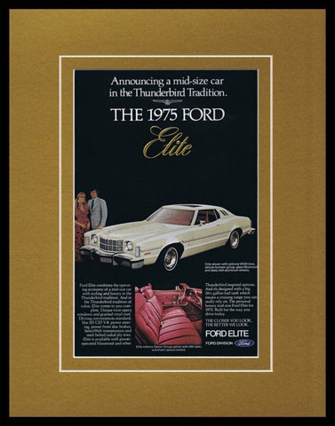 1975 Ford Elite Framed 11x14 ORIGINAL Vintage Advertisement