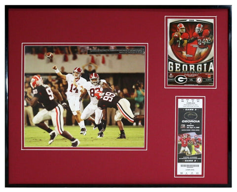 2008 Alabama vs Georgia Framed 16x20 Photo & Repro Ticket & Program Cover Set